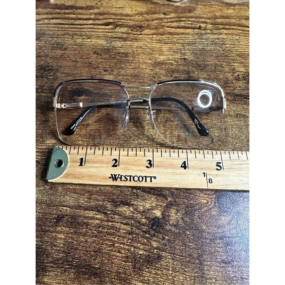 Vintage Tura Mens Rx Aviator Eyeglasses Black Silver Gold Tones 70s model 497
